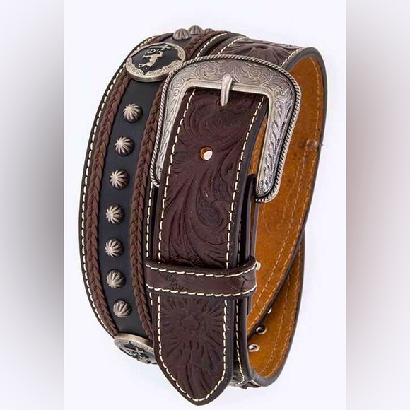 Genuine Leather Rodeo Concho Western Statement Belt - Picture 1 of 1